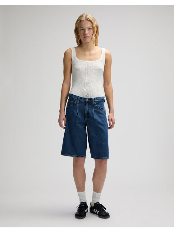 Lee Lee Szorty jeansowe DRAPEY JORT Niebieski Regular Fit