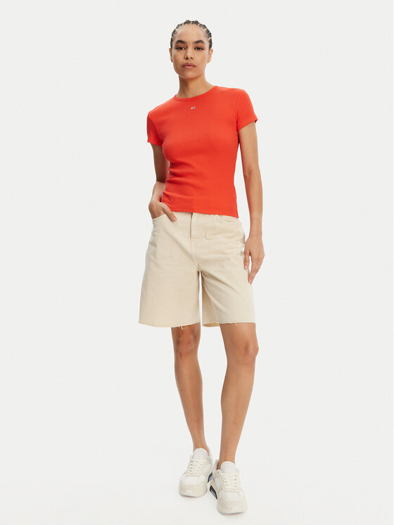 Tommy Jeans Tommy Jeans T-Shirt Essential DW0DW17383 Pomarańczowy Slim Fit