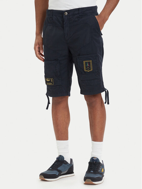 Aeronautica Militare Aeronautica Militare Bavlnené šortky 261BE0041UCT01122 Tmavomodrá Regular Fit