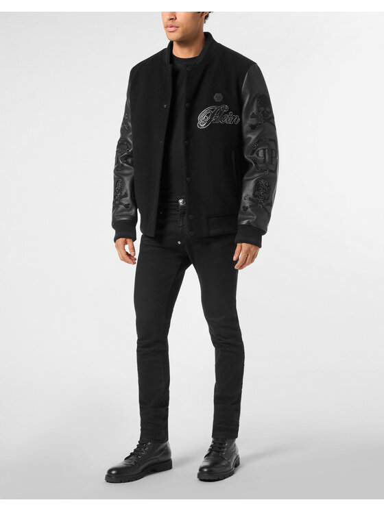 PHILIPP PLEIN PHILIPP PLEIN Kurtka skórzana 26029 Czarny Regular Fit