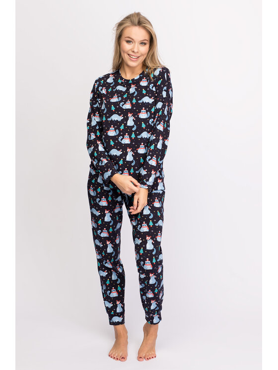 LaLupa LaLupa Piżama LA146 Granatowy Comfort Fit