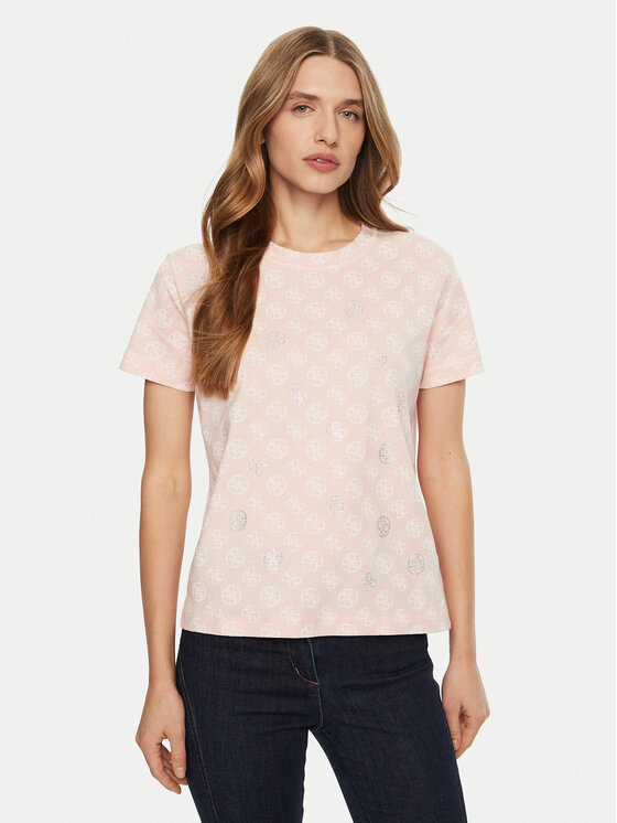 Guess Guess T-Shirt V4YI04 I3Z14 Różowy Regular Fit