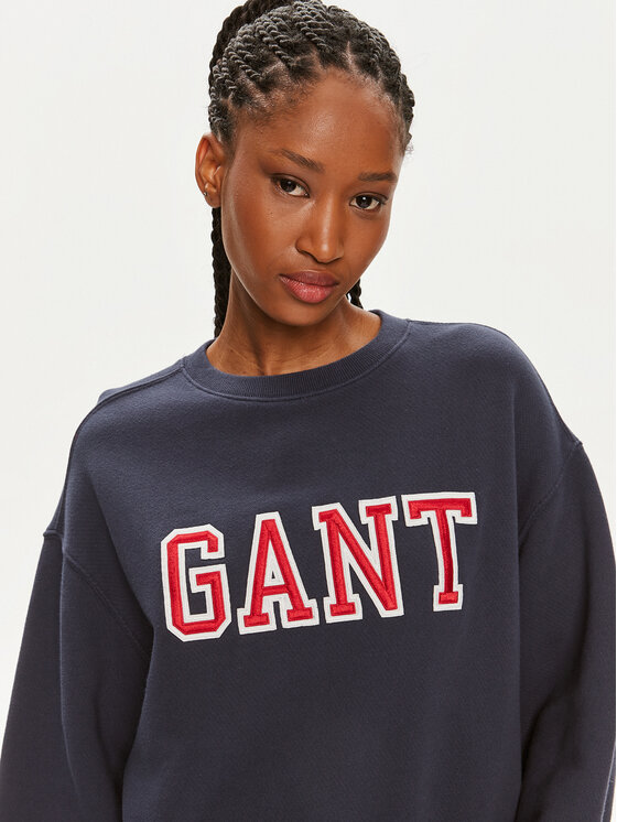 Gant Gant Bluza Logo 4200840 Granatowy Relaxed Fit