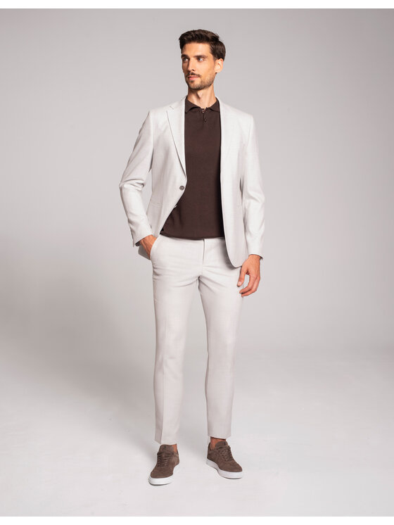 Borgio Borgio Spodnie garniturowe erve_01 Szary Slim Fit