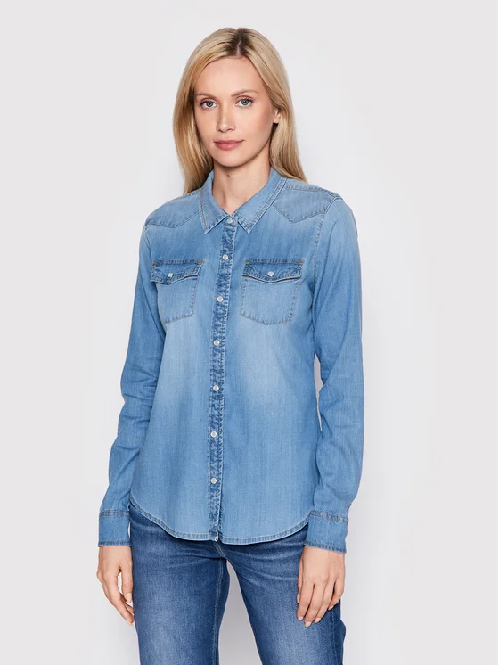 Guess Hemd W2GH75 D4NA1 Blau Slim Fit