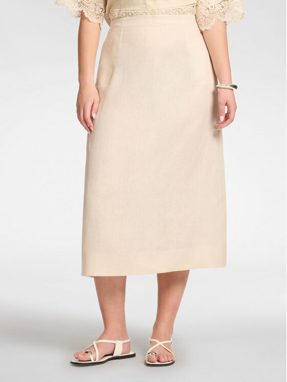 Elena Mirò Elena Mirò Spódnica midi 1065P000089N002 Kremowy A-Line Fit