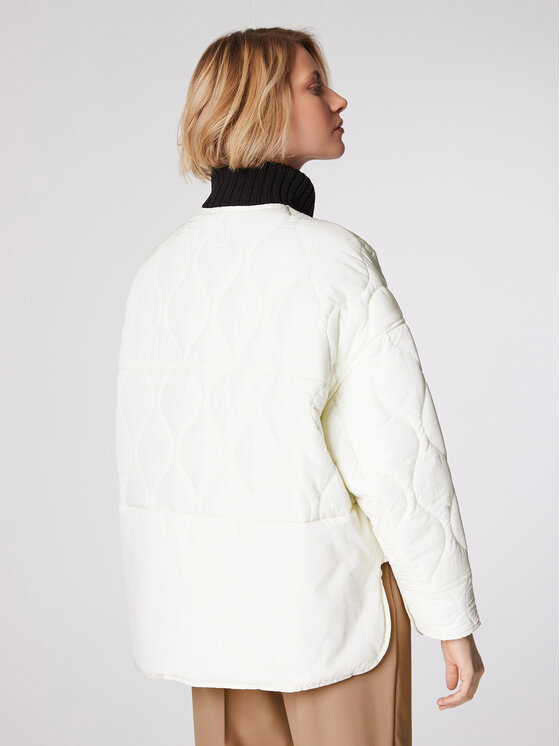 Simple Simple Demisezoninė striukė KUD008 Balta Relaxed Fit