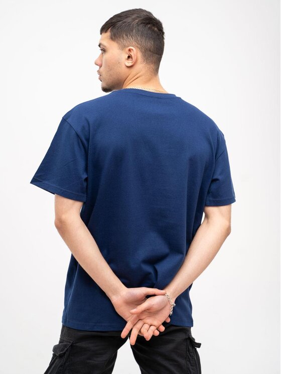 Jigga Wear Jigga Wear T-Shirt Koszulka Z Krótkim Rękawem Oversize Męska Ciemna Niebieska Jigga Wear Basic M Niebieski Oversize