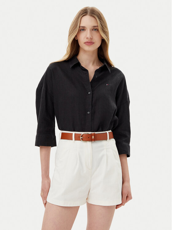 Dámská Košile Tommy Hilfiger, Velikost:40, Barva: Černá, WW0WW46169