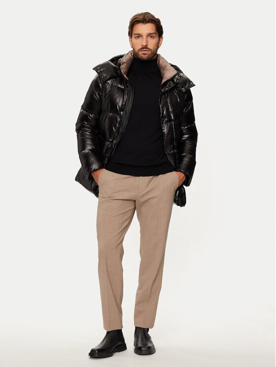 Hetregó Hetregó Пухено яке Justin 8N562 Черен Regular Fit