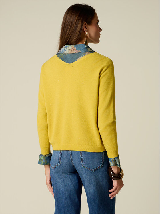 Oltre Oltre Sweter M182E002200N028 Żółty Regular Fit