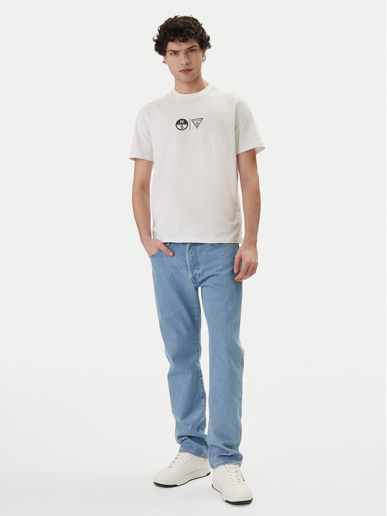 Guess Guess Tricou GUESS x NORTH SAILS M6GI40 K3322 Alb Regular Fit