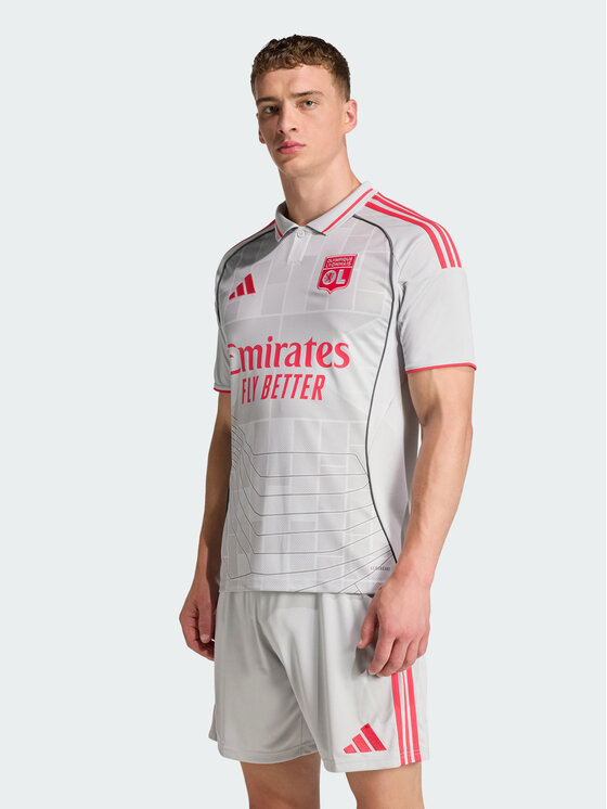 adidas adidas Koszulka techniczna Olympique Lyon Szary Slim Fit
