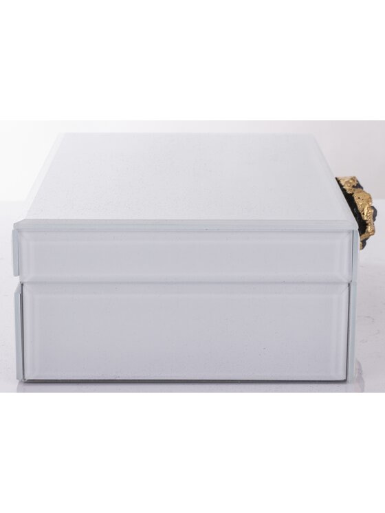 MIAhome MIAhome Szkatułka na biżuterię z MDFu z agatem 8x24,5x18,5 cm biała Biały