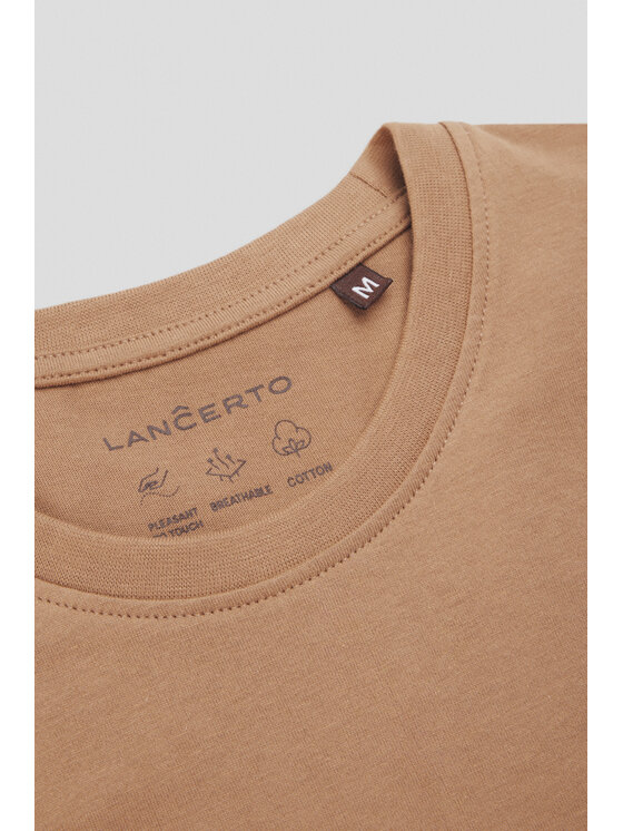 Lancerto Lancerto T-Shirt Koszulka Beżowa Bawełniana Kenneth TS073125000002 Beżowy Regular Fit