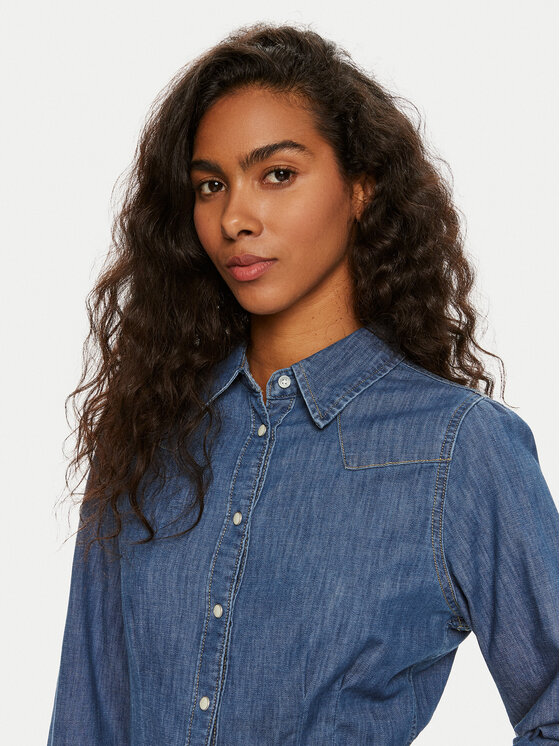 Wrangler Wrangler džínsová košeľa 112356470 Modrá Slim Fit