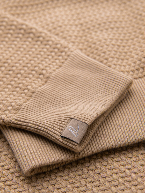 Ombre Ombre Sweter OM-SWSW-0119 Beżowy Regular Fit