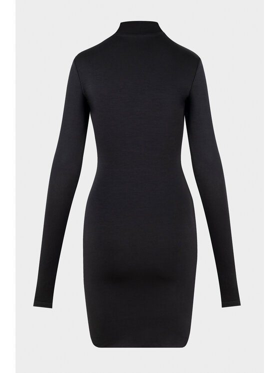 BENU BENU Sukienka dzianinowa Z GOLFEM Czarny Slim Fit
