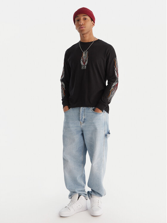 DC Shoes DC Shoes Marškinėliai ilgomis rankovėmis Burn Out HLS EDYZT04355 Juoda Regular Fit