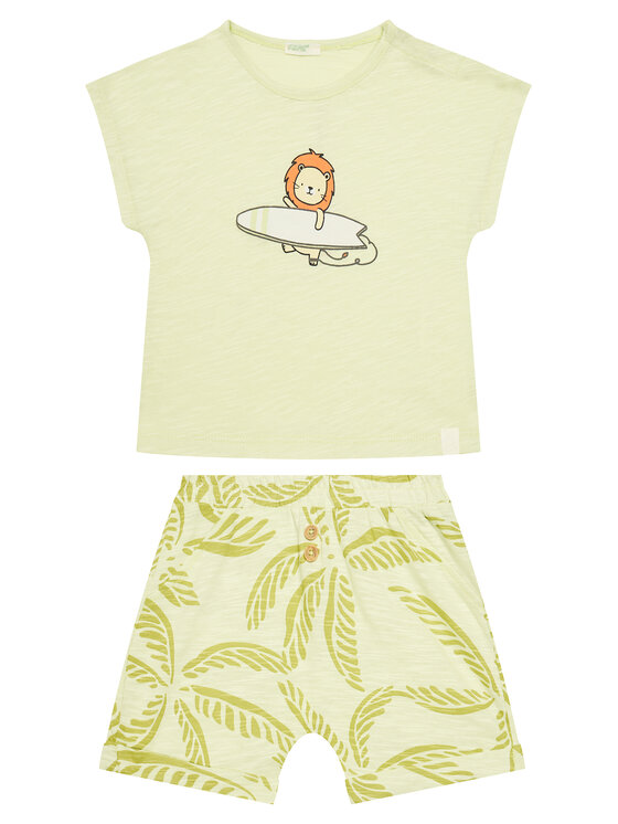 United Colors Of Benetton United Colors Of Benetton Set T-Shirt und Shorts 3O7SAK014 Grün Regular Fit