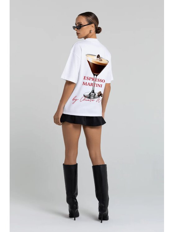 Chiara Wear Chiara Wear T-Shirt T-shirt bawełniany oversize ESPRESSO MARTINI Biały Oversize