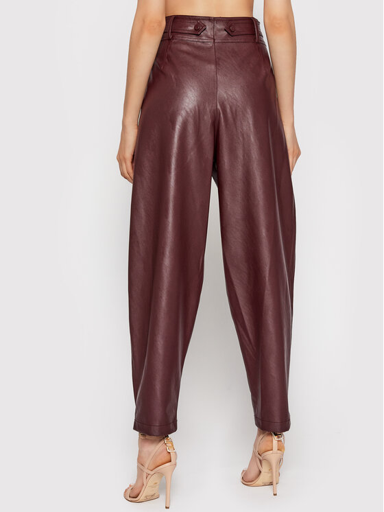 Pinko Pantaloni in similpelle Shelby 1G168U 7105 Bordeaux Relaxed Fit •  Modivo.it