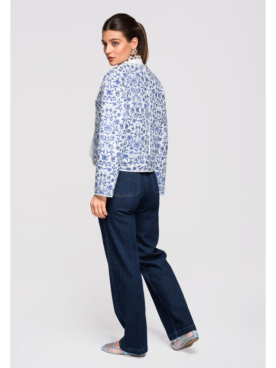 Ombre Ombre Kurtka przejściowa OW-JALP-0132 Niebieski Loose Fit