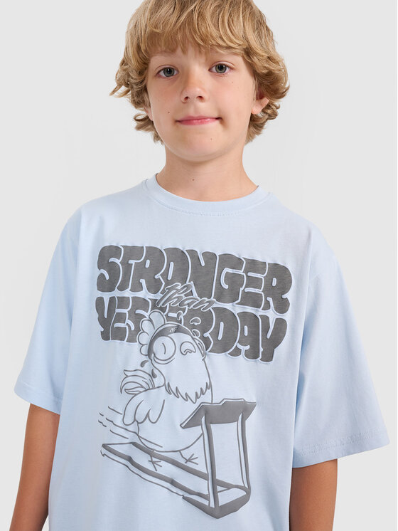 4F 4F T-Shirt SELF CARE Niebieski jasny Oversize