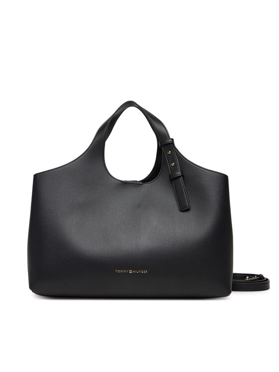 Tommy Hilfiger Tommy Hilfiger Geantă Th Logo Satchel AW0AW18282 Negru