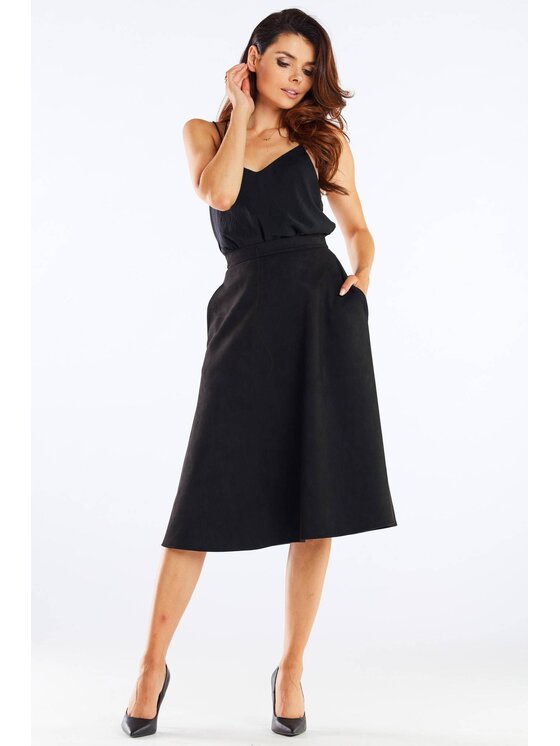 Awama Awama Sukňa A462 Čierna Basic Fit