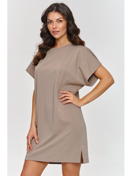 Makadamia Makadamia Sukienka codzienna M875 Brązowy Baggy Fit