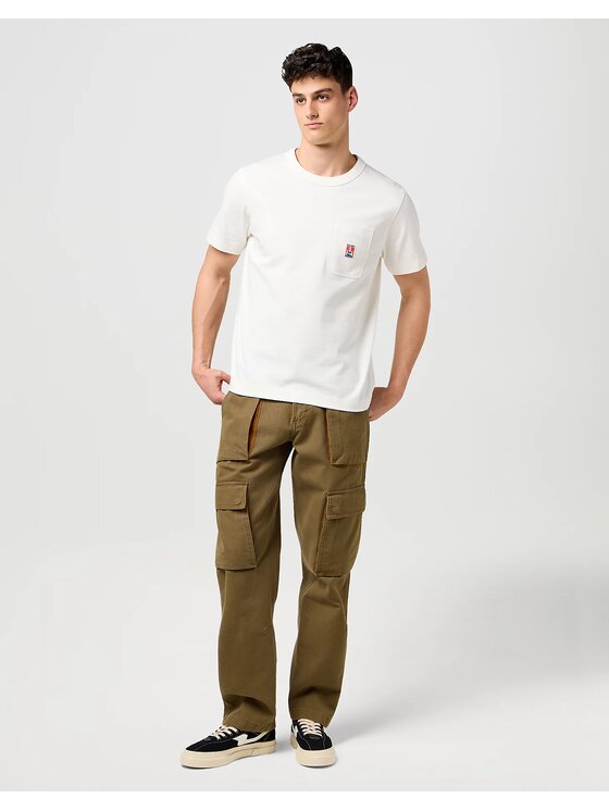 Wrangler Wrangler Spodnie materiałowe CJ REL CARGO PANT Zielony Straight Fit