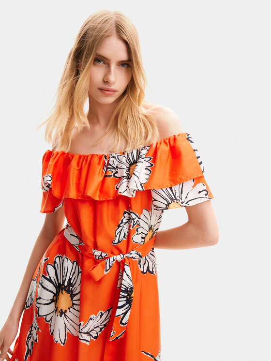 Desigual Desigual Sukienka letnia Georgeo 24SWVW02 Pomarańczowy Regular Fit