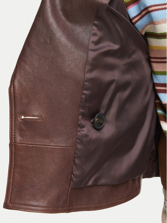 Weekend Max Mara Weekend Max Mara Bőrkabát Felino 2625446051 Sötétbarna Regular Fit