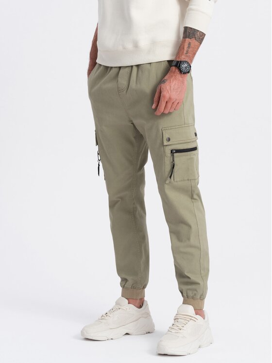Ombre Ombre Joggers kalhoty OM-PAJO-0125 Khaki Cargo Fit
