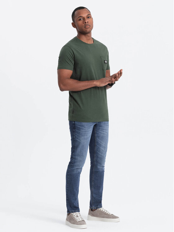 Ombre Ombre T-Shirt OM-TSCT-0109 Zielony Classic Fit