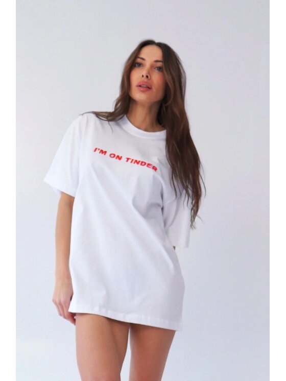 Chiara Wear Chiara Wear T-Shirt T-shirt bawełniany oversize TINDER Biały Oversize