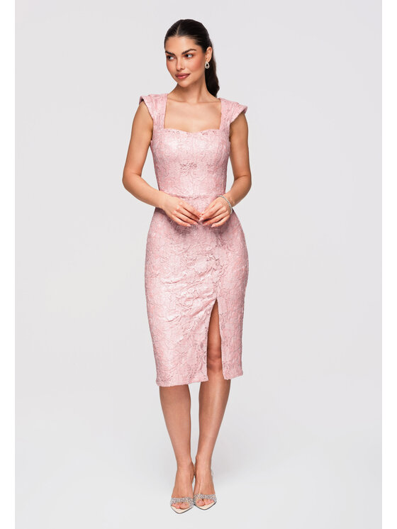 Ombre Ombre Sukienka wieczorowa LA-OM-DLR293 Różowy jasny Slim Fit
