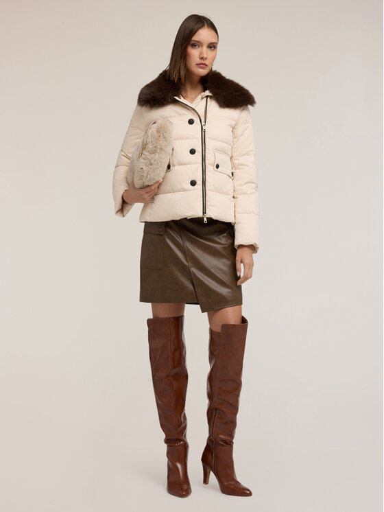 Motivi Motivi Giubbotto piumino F066Q000711N011 Crema Regular Fit