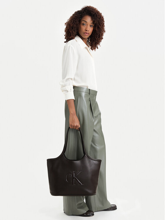 Calvin Klein Calvin Klein Rankinė Bold Ck Shopper LV04F3562G Tamsiai ruda