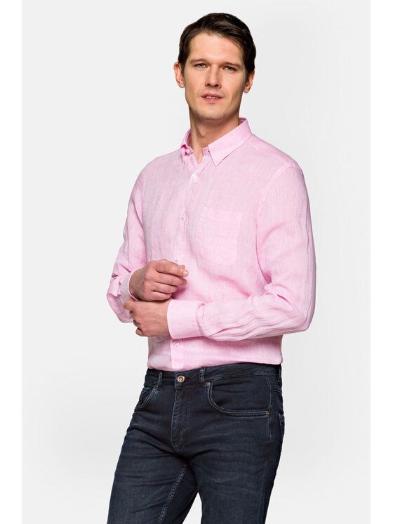 Lancerto Lancerto Koszula Erica Różowy Slim Fit