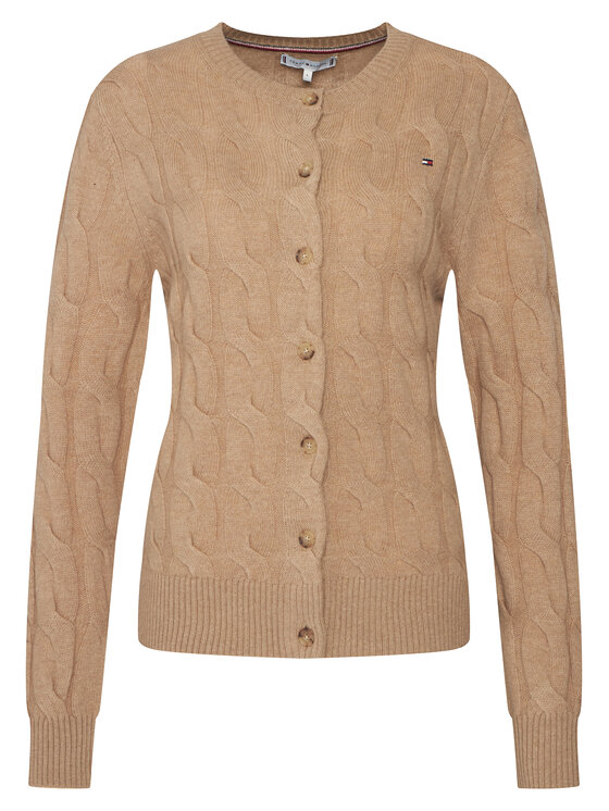 Tommy Hilfiger Tommy Hilfiger Cardigan WW0WW47463 Bej Regular Fit