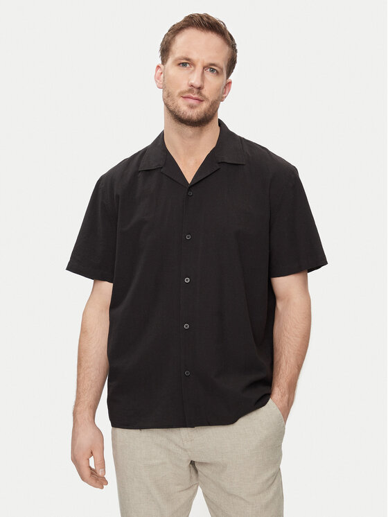 Selected Homme Camicia New Linen 16092978 Nero Relaxed Fit Modivo