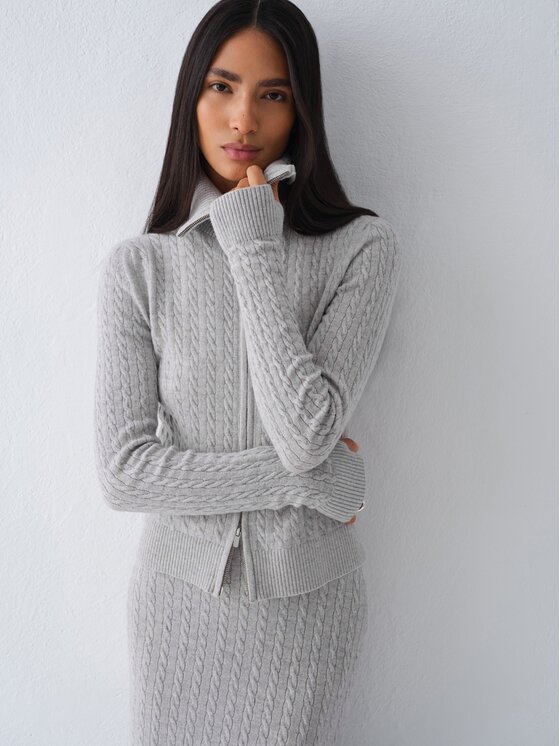 La Mania La Mania Sweter BING Szary jasny Basic Fit