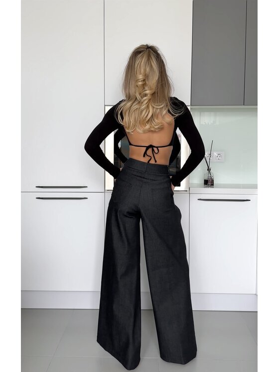 Hottie Hot Hottie Hot Spodnie damskie PLEASE denim Czarny Oversize