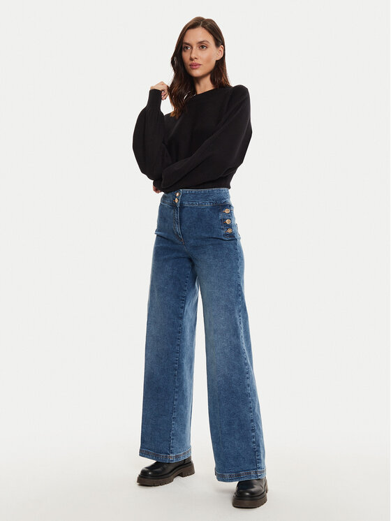 Silvian Heach Silvian Heach Jeansy Galta GPA24261JE Modrá Wide Leg