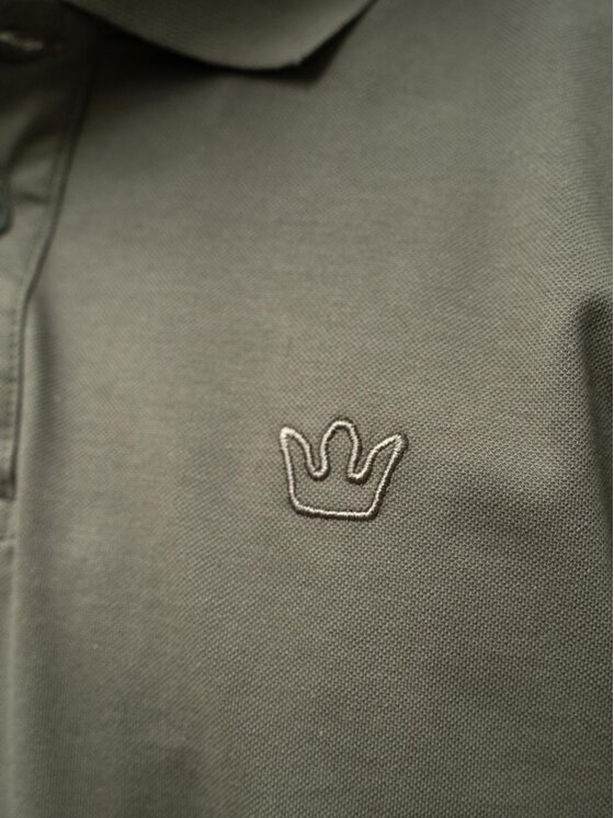 Jigga Wear Jigga Wear Polo Klasyczna z koroną Oliwkowa 131167 Zielony Regular Fit
