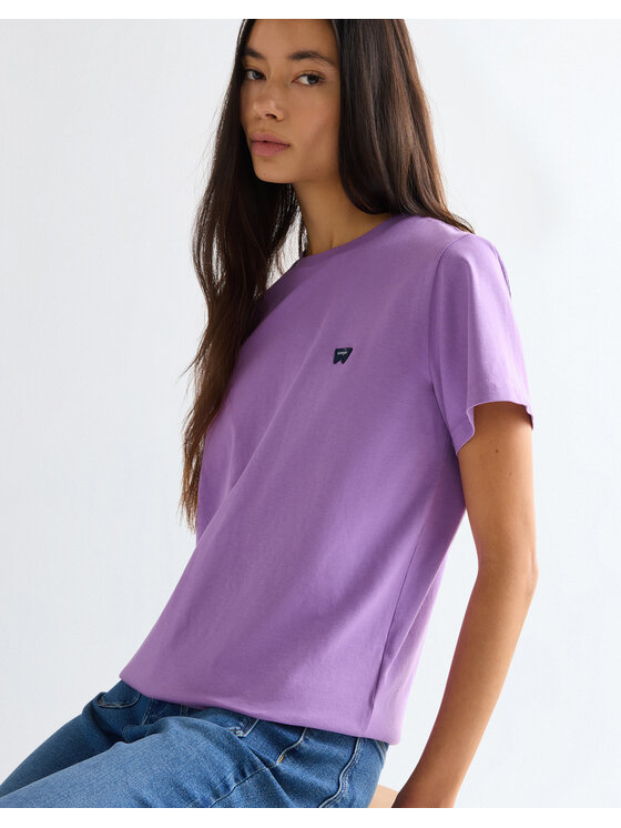 Wrangler Wrangler T-Shirt SIGN OFF TEE Fioletowy Regular Fit