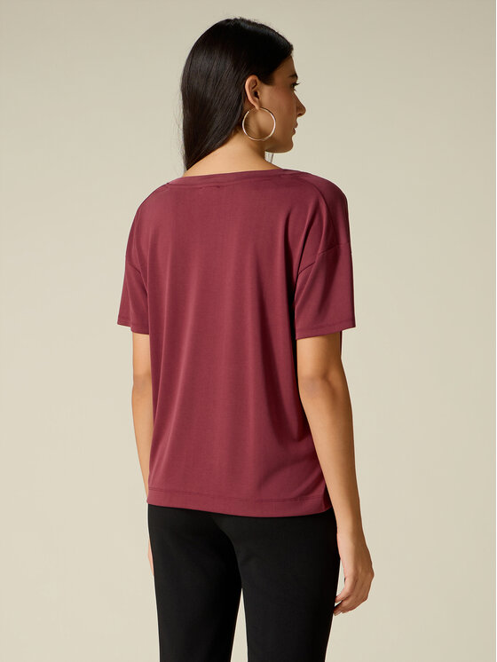 Oltre Oltre T-Shirt G304J104765N036 Bordowy Regular Fit