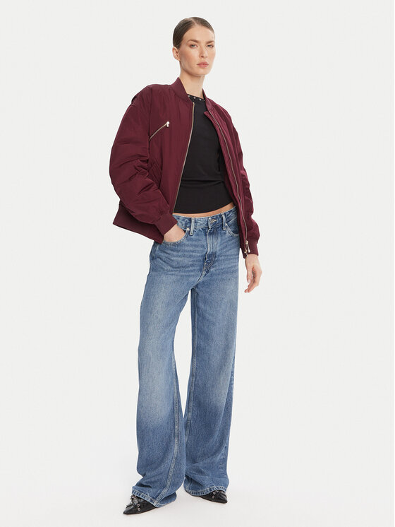 Patrizia Pepe Patrizia Pepe Kurtka bomber 8O0185 A619 Bordowy Regular Fit